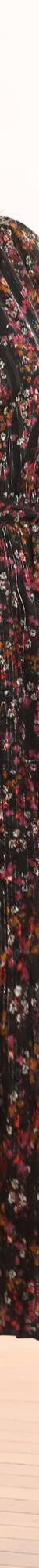 Robe-chemisier longue en voile jacquard imprimé floral (noir / violine) Robe-chemisier longue en voile jacquard imprimé floral (noir / violine)